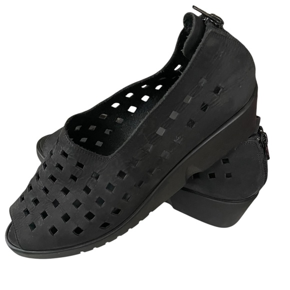 Zante Made in Italy Black Women's Zipper Peep Toe Sneakers Shoes EU 41/ US 9.5 - Picture 1 of 12